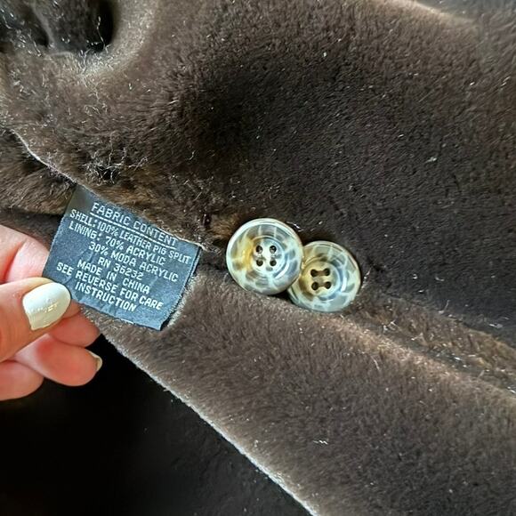 Gallery Brown Suede Coat w/ Faux Fur Lining & Trim – Women’s Large - Picture 7 of 7